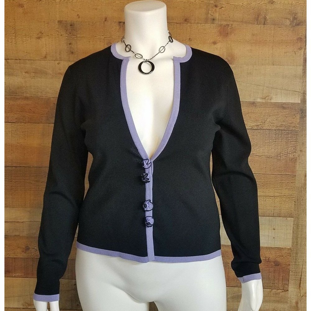 GRACE DANE LEWIS Womens XL Black Knit Sweater